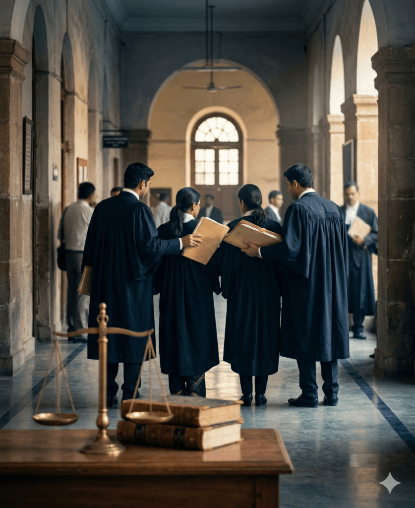 Delhi advocate office desk with law books, gavel, and case files for Aditi Srivastava, trusted lawyer in Delhi.